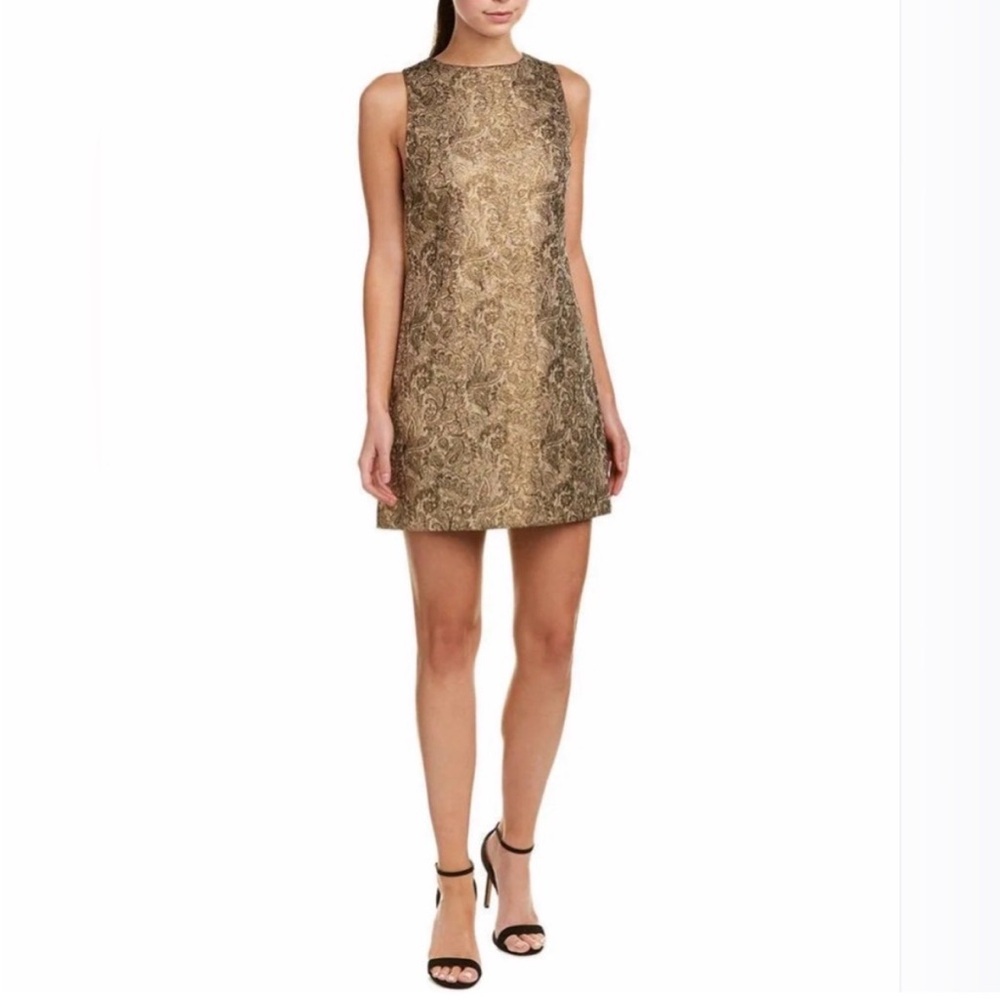 Alice+Olivia Clyde Metallic A-Line Shift Dress sz 2